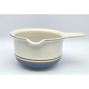 Arabia of‎ Finland Uhtua Sauce or Gravy Bowl W/Handle Spout Blue Stripe Vtg